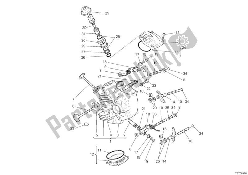 Todas las partes para Culata Horizontal de Ducati Multistrada 1100 USA 2008